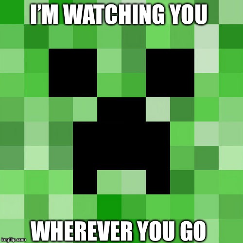 Scumbag Minecraft | I’M WATCHING YOU; WHEREVER YOU GO | image tagged in memes,scumbag minecraft | made w/ Imgflip meme maker