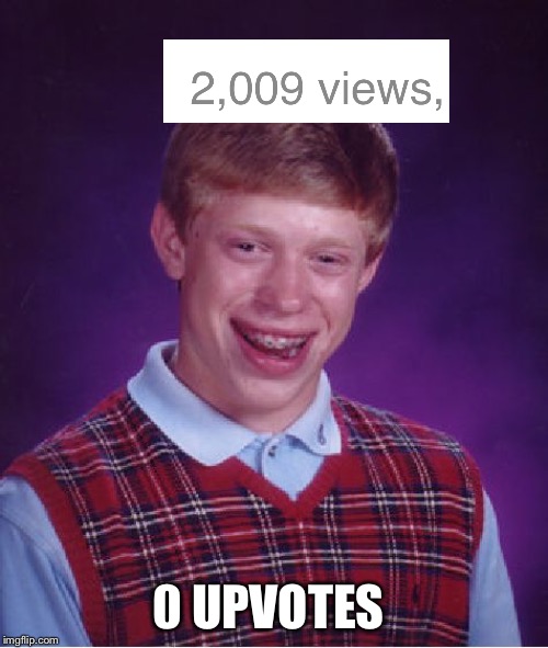 Bad Luck Brian Meme | 0 UPVOTES | image tagged in memes,bad luck brian | made w/ Imgflip meme maker