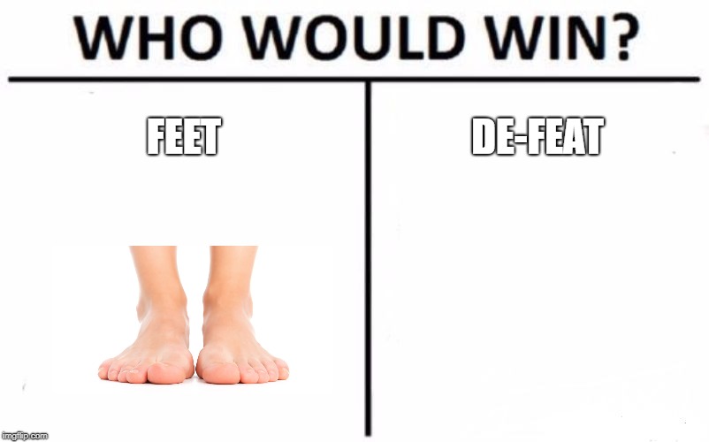 Who Would Win? Meme | FEET; DE-FEAT | image tagged in memes,who would win | made w/ Imgflip meme maker