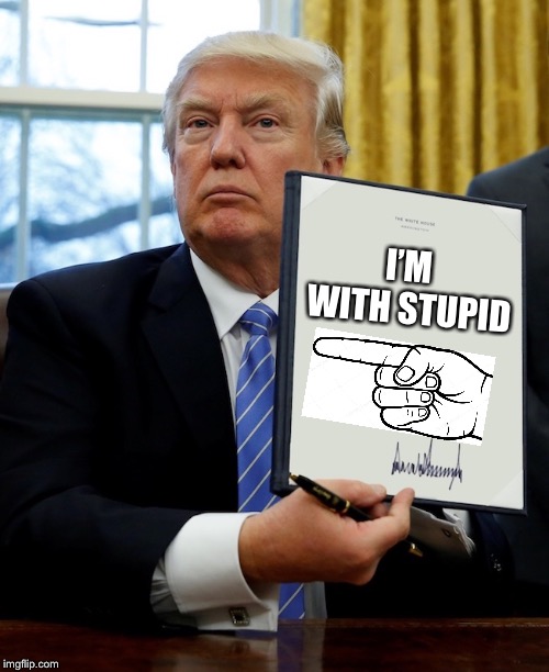 I feel your pain, paper. | I’M WITH STUPID | image tagged in donald trump blank executive order | made w/ Imgflip meme maker