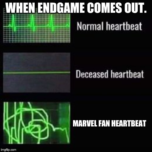 heartbeat rate | WHEN ENDGAME COMES OUT. MARVEL FAN HEARTBEAT | image tagged in heartbeat rate | made w/ Imgflip meme maker