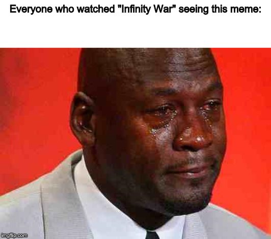 crying michael jordan | Everyone who watched "Infinity War" seeing this meme: | image tagged in crying michael jordan | made w/ Imgflip meme maker