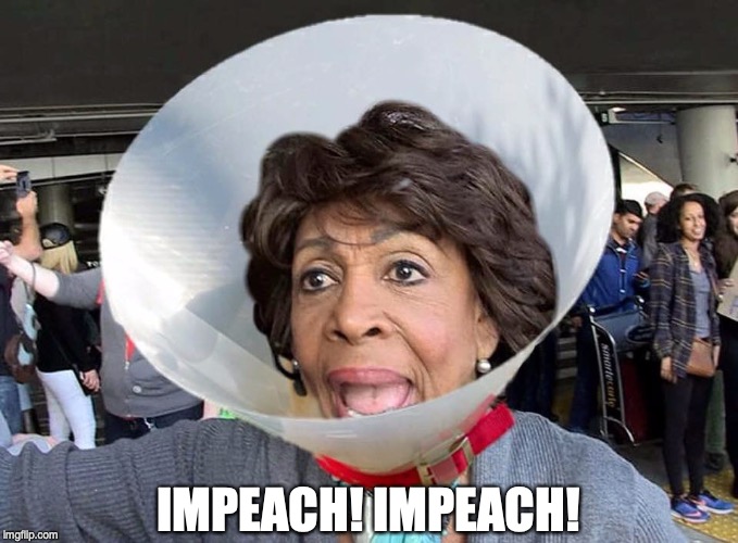 IMPEACH! IMPEACH! | image tagged in maxine waters,trump,crazy lady | made w/ Imgflip meme maker
