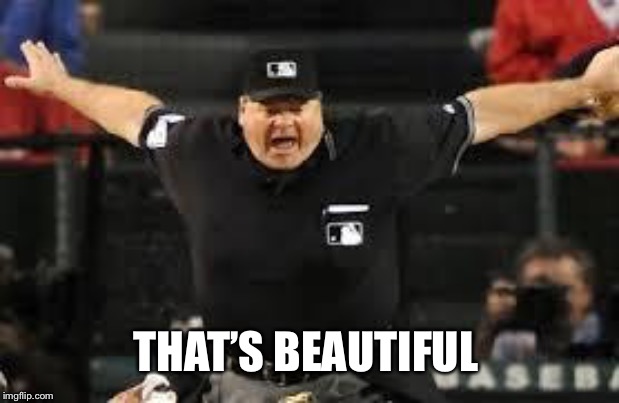 Umpire Safe | THAT’S BEAUTIFUL | image tagged in umpire safe | made w/ Imgflip meme maker