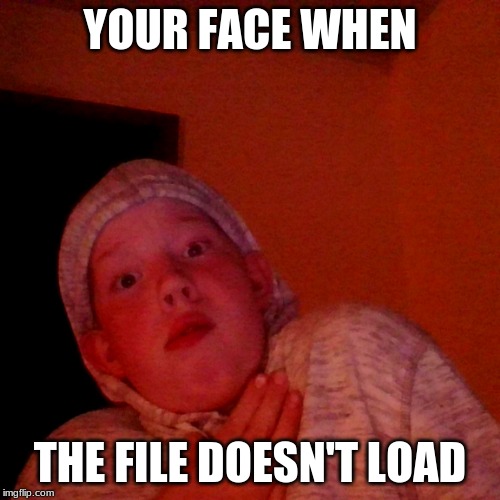 Your Face When... | YOUR FACE WHEN; THE FILE DOESN'T LOAD | image tagged in your face when | made w/ Imgflip meme maker