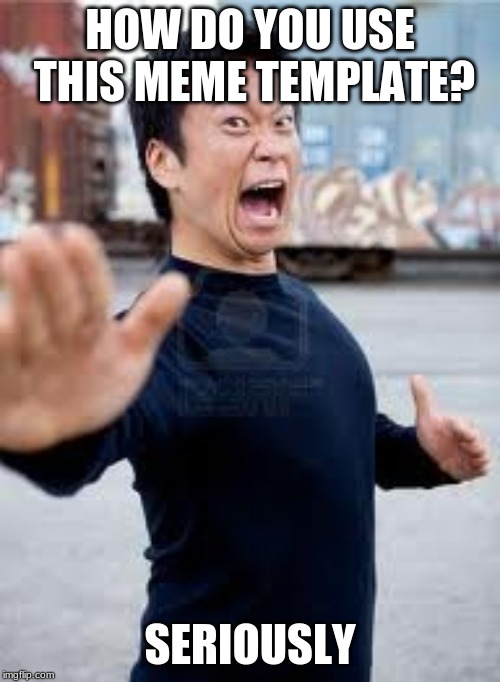 Seriously |  HOW DO YOU USE THIS MEME TEMPLATE? SERIOUSLY | image tagged in memes,funny memes,angry asian,funny | made w/ Imgflip meme maker