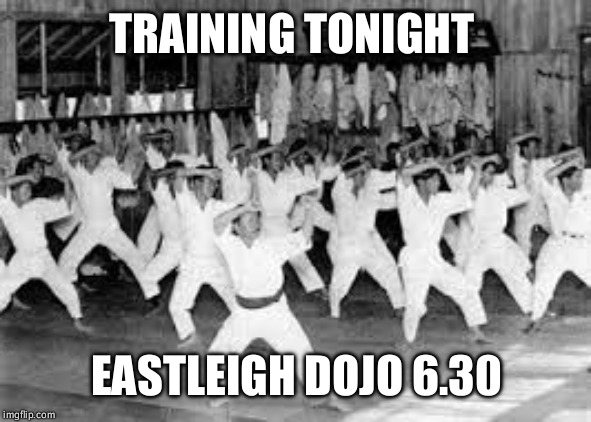 Training | TRAINING TONIGHT; EASTLEIGH DOJO 6.30 | image tagged in karate | made w/ Imgflip meme maker