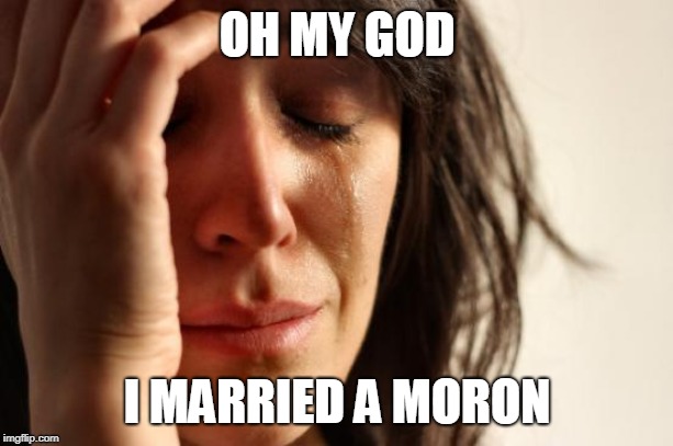 First World Problems Meme | OH MY GOD I MARRIED A MORON | image tagged in memes,first world problems | made w/ Imgflip meme maker