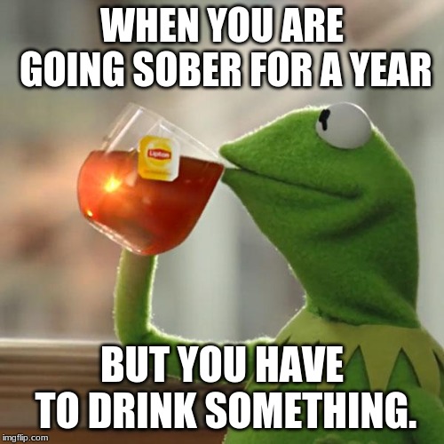 But That's None Of My Business Meme | WHEN YOU ARE GOING SOBER FOR A YEAR; BUT YOU HAVE TO DRINK SOMETHING. | image tagged in memes,but thats none of my business,kermit the frog | made w/ Imgflip meme maker