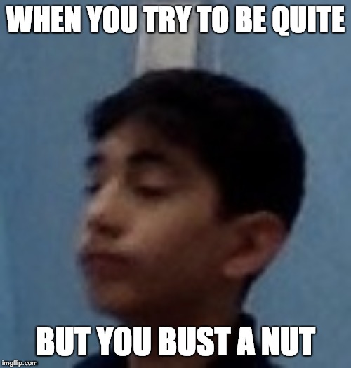 nut boy | WHEN YOU TRY TO BE QUITE; BUT YOU BUST A NUT | image tagged in funny memes | made w/ Imgflip meme maker
