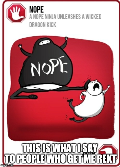THIS IS WHAT I SAY TO PEOPLE WHO GET ME REKT | image tagged in memes,fun,exploding kittens | made w/ Imgflip meme maker