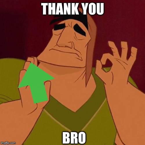 When X just right | THANK YOU BRO | image tagged in when x just right | made w/ Imgflip meme maker