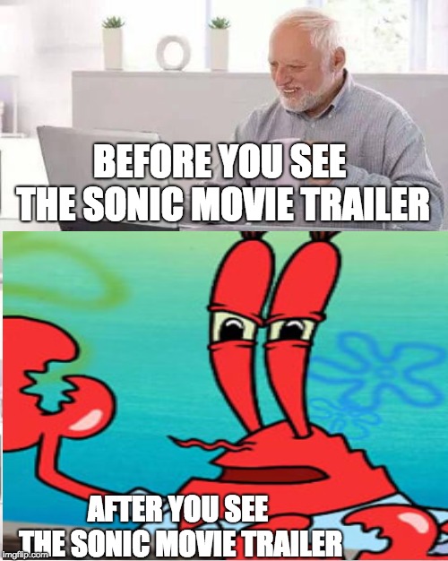 Sonic Movie Trailer | BEFORE YOU SEE THE SONIC MOVIE TRAILER; AFTER YOU SEE THE SONIC MOVIE TRAILER | image tagged in sonic the hedgehog | made w/ Imgflip meme maker