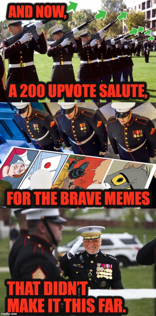 They Never Made It Past The Front Line | image tagged in upvote,upvotes,meme,memes,salute,imgflip | made w/ Imgflip meme maker