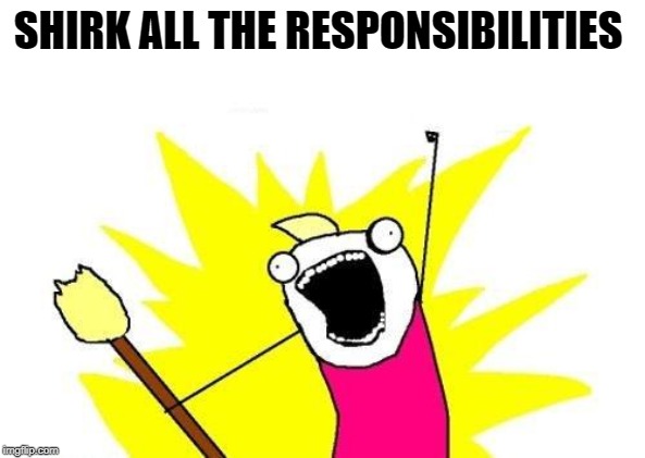 X All The Y Meme | SHIRK ALL THE RESPONSIBILITIES | image tagged in memes,x all the y | made w/ Imgflip meme maker