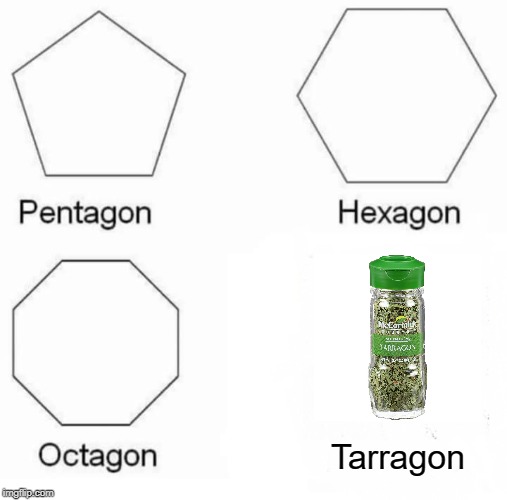 Pentagon Hexagon Octagon | Tarragon | image tagged in memes,pentagon hexagon octagon | made w/ Imgflip meme maker