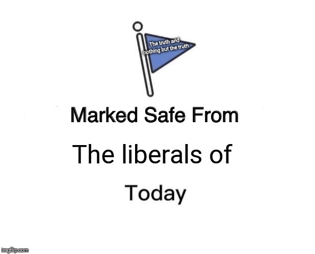 Marked Safe From | The truth and nothing but the truth; The liberals of | image tagged in memes,marked safe from | made w/ Imgflip meme maker