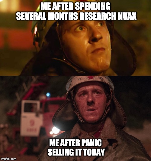 ME AFTER SPENDING SEVERAL MONTHS RESEARCH NVAX; ME AFTER PANIC SELLING IT TODAY | made w/ Imgflip meme maker