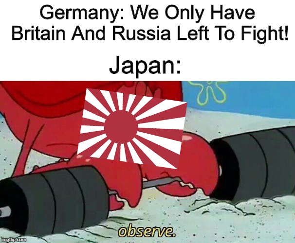 But, December 7th Wasn't Yesterday! | Germany: We Only Have Britain And Russia Left To Fight! Japan: | image tagged in observe,memes,wwii,historical meme | made w/ Imgflip meme maker