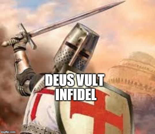 Deus Vult Infidel | DEUS VULT; INFIDEL | image tagged in deus vult infidel | made w/ Imgflip meme maker