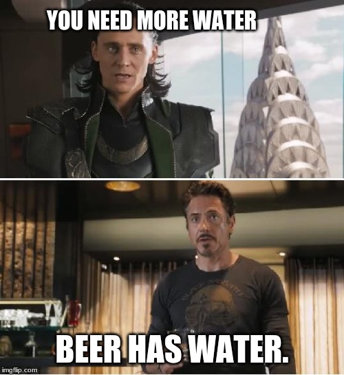 Loki | YOU NEED MORE WATER; BEER HAS WATER. | image tagged in loki | made w/ Imgflip meme maker