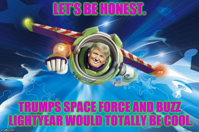 Space Force | LET'S BE HONEST. TRUMPS SPACE FORCE AND BUZZ LIGHTYEAR WOULD TOTALLY BE COOL. | image tagged in space force | made w/ Imgflip meme maker