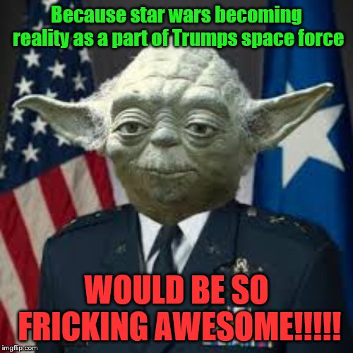 space force | Because star wars becoming reality as a part of Trumps space force; WOULD BE SO FRICKING AWESOME!!!!! | image tagged in space force | made w/ Imgflip meme maker
