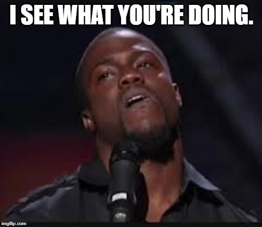 Kevin Hart | I SEE WHAT YOU'RE DOING. | image tagged in kevin hart | made w/ Imgflip meme maker