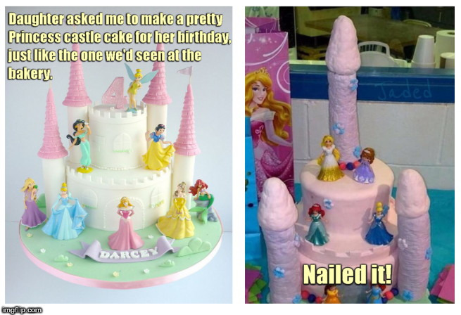 Pretty Princess Castle Cake creation | image tagged in pretty princess castle cake creation,desire vs reality,nailed it | made w/ Imgflip meme maker