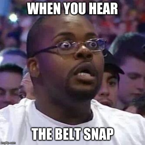 The New Face of the WWE after Wrestlemania 30 | WHEN YOU HEAR; THE BELT SNAP | image tagged in the new face of the wwe after wrestlemania 30 | made w/ Imgflip meme maker