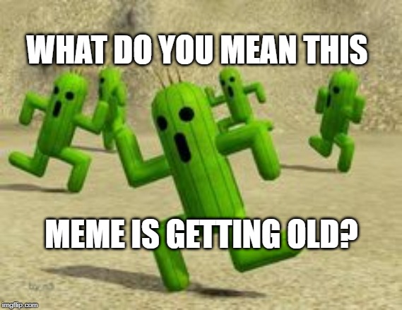 Breaking News: Cactuar memes are old! |  WHAT DO YOU MEAN THIS; MEME IS GETTING OLD? | image tagged in cactus,dumb,old memes,final fantasy | made w/ Imgflip meme maker
