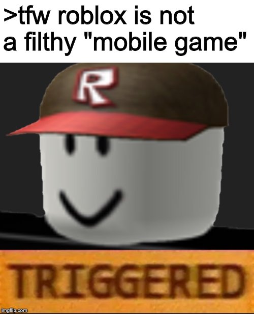 Roblox Triggered | >tfw roblox is not a filthy "mobile game" | image tagged in roblox triggered | made w/ Imgflip meme maker