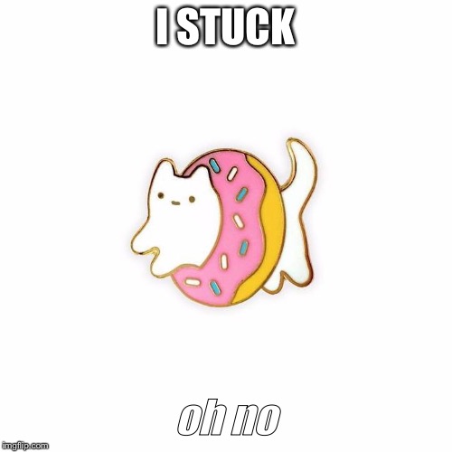Donut cat | I STUCK; oh no | image tagged in donuts,funny cats | made w/ Imgflip meme maker
