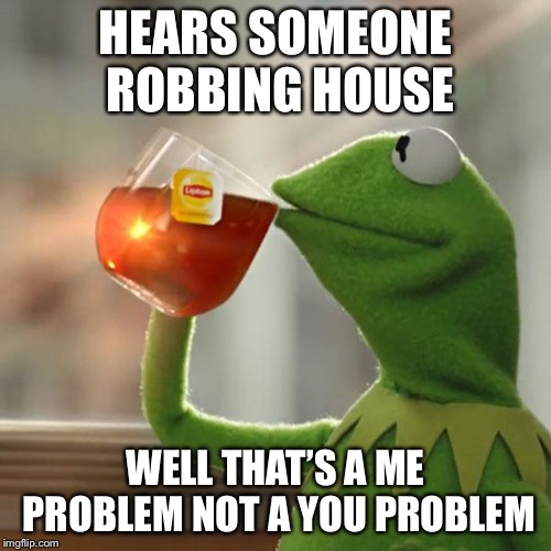 But That's None Of My Business | HEARS SOMEONE ROBBING HOUSE; WELL THAT’S A ME PROBLEM NOT A YOU PROBLEM | image tagged in memes,but thats none of my business,kermit the frog | made w/ Imgflip meme maker