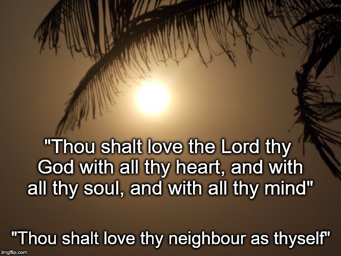 Matthew 22:37-39 | "Thou shalt love the Lord thy God with all thy heart, and with all thy soul, and with all thy mind"; "Thou shalt love thy neighbour as thyself" | image tagged in jesus christ | made w/ Imgflip meme maker