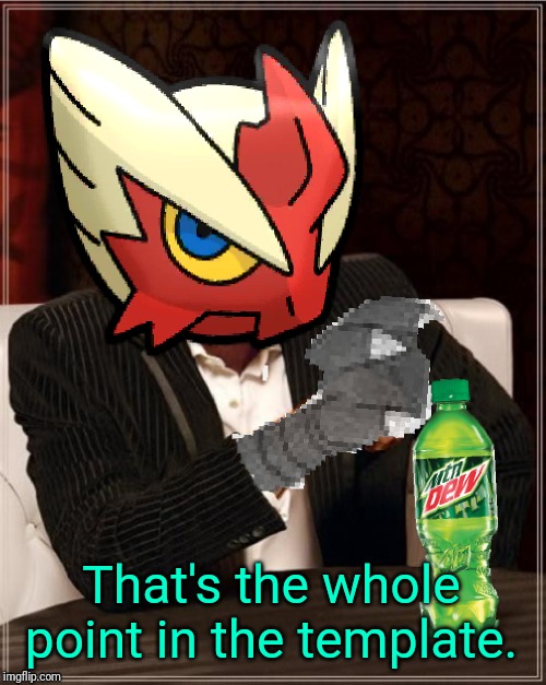 Most Interesting Blaziken in Hoenn | That's the whole point in the template. | image tagged in most interesting blaziken in hoenn | made w/ Imgflip meme maker