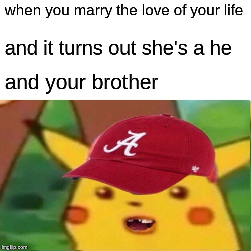 Surprised Pikachu Meme | when you marry the love of your life; and it turns out she's a he; and your brother | image tagged in memes,surprised pikachu | made w/ Imgflip meme maker