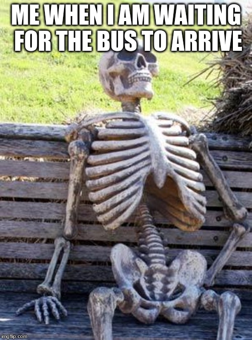 Waiting Skeleton Meme | ME WHEN I AM WAITING FOR THE BUS TO ARRIVE | image tagged in memes,waiting skeleton | made w/ Imgflip meme maker