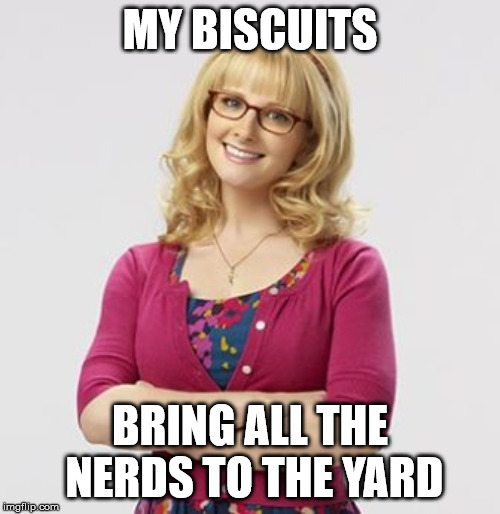 the way bernadette says biscuits is great | MY BISCUITS; BRING ALL THE NERDS TO THE YARD | image tagged in the big bang theory,big bang theory,sheldon cooper,cbs,funny memes,funny | made w/ Imgflip meme maker