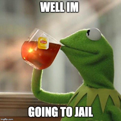 But That's None Of My Business Meme | WELL IM; GOING TO JAIL | image tagged in memes,but thats none of my business,kermit the frog | made w/ Imgflip meme maker