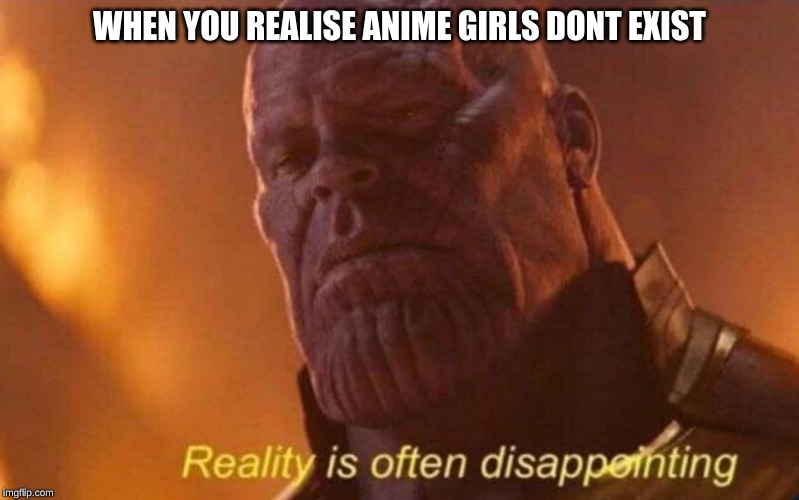 WHEN YOU REALISE ANIME GIRLS DONT EXIST | image tagged in thanos | made w/ Imgflip meme maker