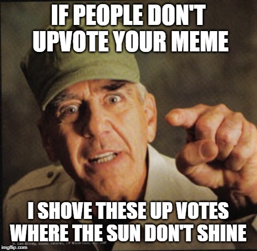 Military | IF PEOPLE DON'T UPVOTE YOUR MEME I SHOVE THESE UP VOTES WHERE THE SUN DON'T SHINE | image tagged in military | made w/ Imgflip meme maker