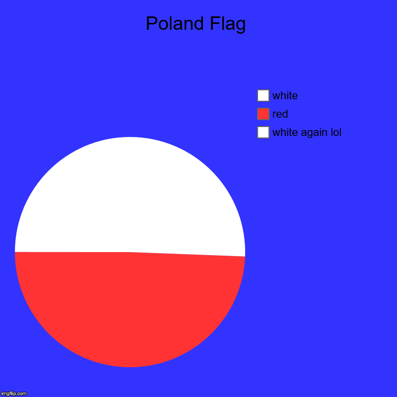 Poland Flag | white again lol, red, white | image tagged in charts,pie charts | made w/ Imgflip chart maker