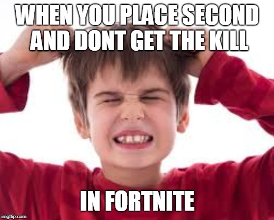 ouch | WHEN YOU PLACE SECOND AND DONT GET THE KILL; IN FORTNITE | image tagged in hair,kids,fortnite meme,imgflip | made w/ Imgflip meme maker