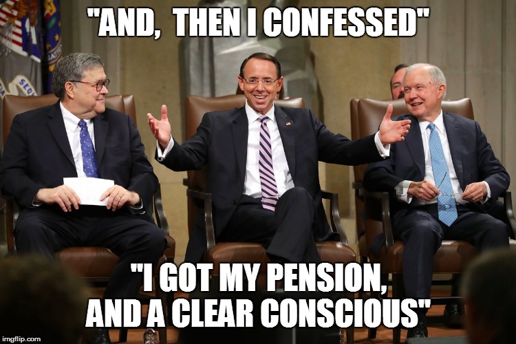 "AND,  THEN I CONFESSED"; "I GOT MY PENSION, AND A CLEAR CONSCIOUS" | made w/ Imgflip meme maker