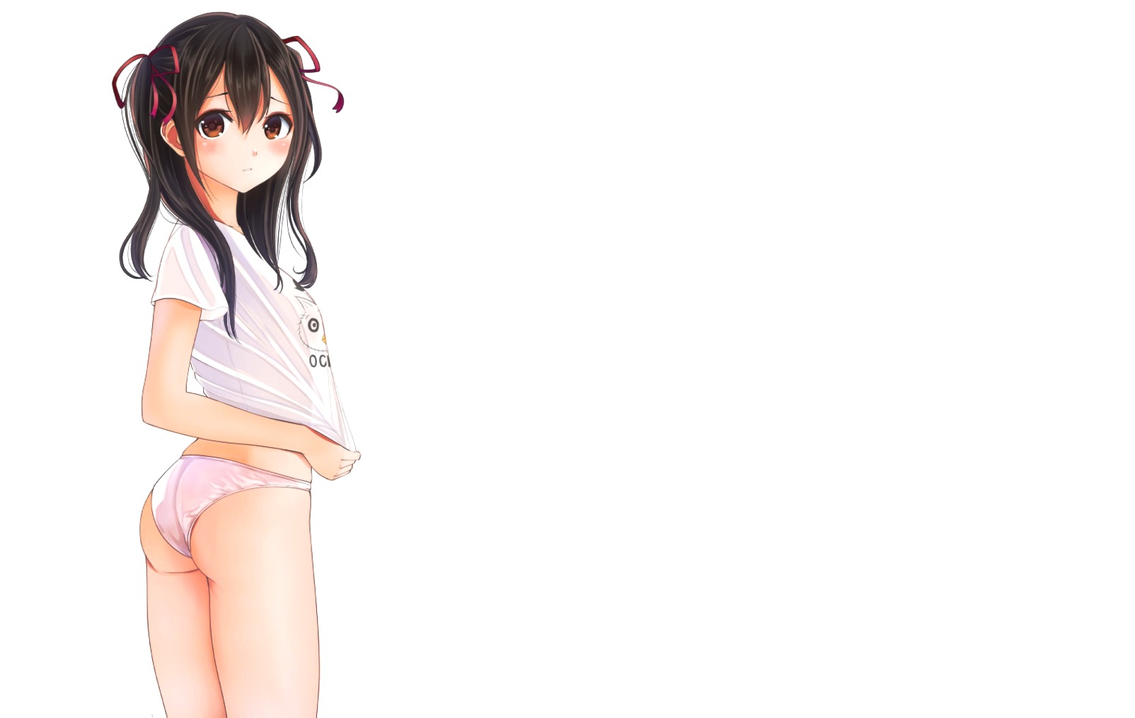 High Quality Anime girl in t-shirt & panties template Blank Meme Template