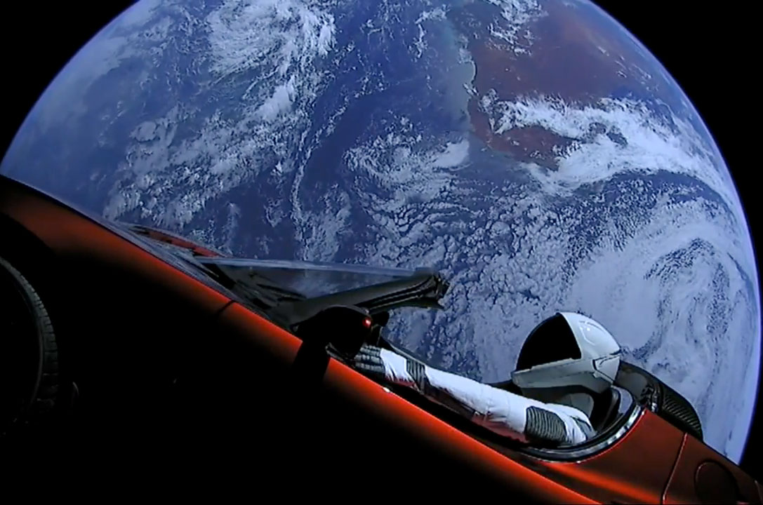 Tesla Roadster in Orbit Blank Meme Template