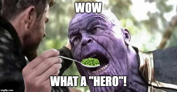 WOW; WHAT A "HERO"! | image tagged in avengers infinity war,funny memes | made w/ Imgflip meme maker