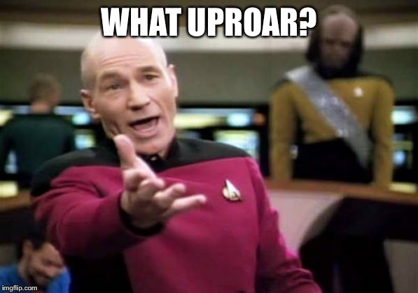 Picard Wtf Meme | WHAT UPROAR? | image tagged in memes,picard wtf | made w/ Imgflip meme maker