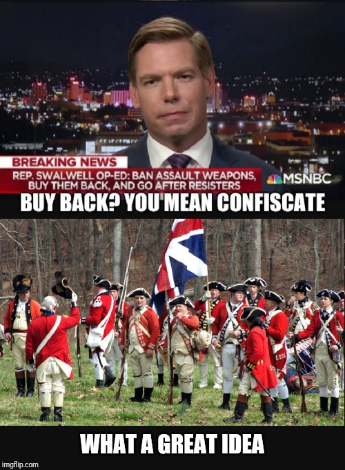 Shall not be infringed | WHAT A GREAT IDEA | image tagged in eric swalwell,2nd amendment,confiscation,tyranny,1776,american revolution | made w/ Imgflip meme maker